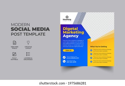 Digital business marketing banner for social media post template