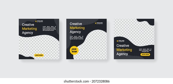 Digital business marketing banner for social media post template. design with black and yellow color.