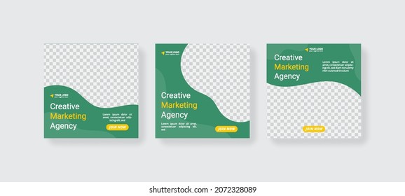 Digital business marketing banner for social media post template. design with green and yellow color.