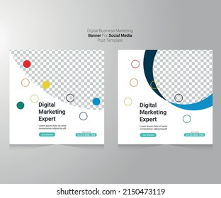 Digital business marketing banner for social media post template
