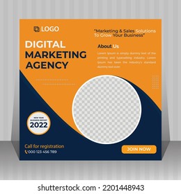 Digital business marketing banner for social media post template 