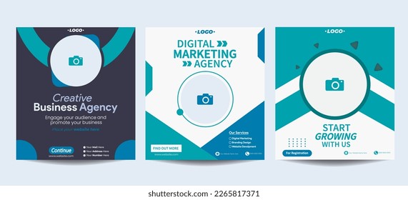 Digital business marketing banner for social media post templates. Digital marketing webinar and marketing agency banner designs