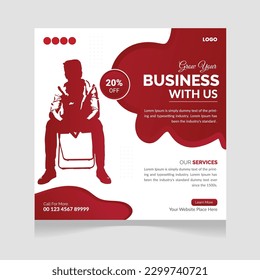 Digital business marketing banner for social media post template 