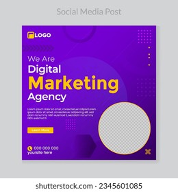 Digital business marketing banner for social media post template