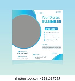 Digital business, marketing banner for social media template premium vector