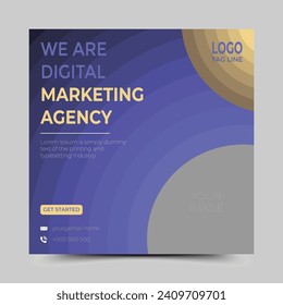 Digital business marketing banner for social media post template