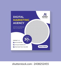 Digital business marketing banner for social media post template