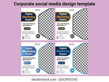 Banner de marketing empresarial digital para modelo de postagem de mídia social. Modelo de postagem da agência de marketing digital e das mídias sociais corporativas 
