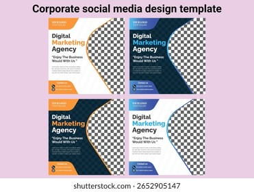 Banner de marketing empresarial digital para modelo de postagem de mídia social. Modelo de postagem da agência de marketing digital e das mídias sociais corporativas 
