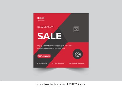 Digital business marketing banner and square flyer poster. Social Banners, Promotion Fashion Brand