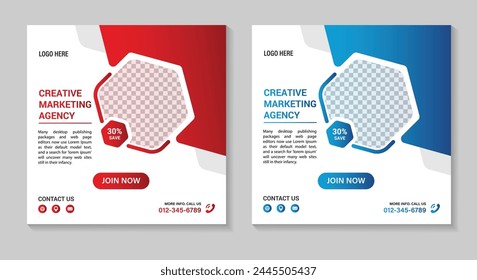 Digital business marketing banner for square social media instagram post template
