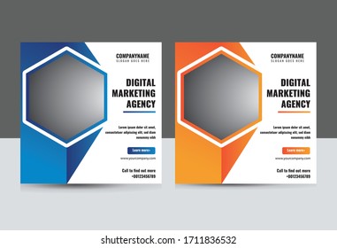 Digital business marketing social media banner or square two color flyer