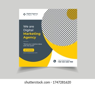 Digital Business Marketing Social Media Banner, Square Flyer Template, Editable web Banner Post Template