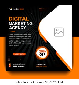 Digital Business Marketing Social Media Banner, Square Flyer Template, Editable web Banner Post Template, web banner ads for promotion design with blue and black. eps 10 illustration. 