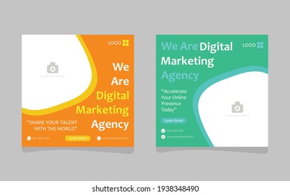 Digital Business Marketing Social Media Post, Banner Set, Square Flyer Template, Editable Web Banner Post Template, Promotion Social Media Post Template