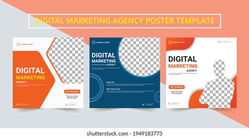 Digital business marketing social media post banner or square flyer design. Editable Promotion corporate Web Banner Stories Ads.