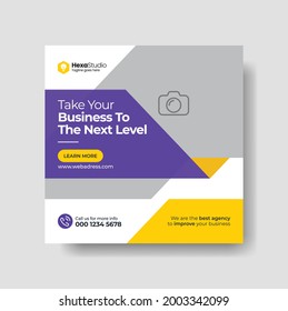 Digital Business Marketing Social Media Post Template and Web Ad Square Banner, Editable Promotion Social Media Flyer