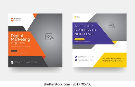 Digital Business Marketing Social Media Banner, Square Flyer Template, Editable web Banner Post , Modern promotion square poster