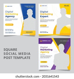 Digital business marketing social media instagram post square web banner template set