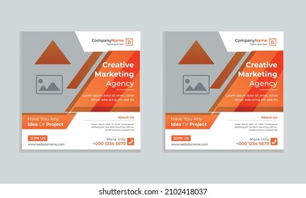 Digital Business Marketing Social Media Banner, Post Template for Digital Marketing. Square Flyer Template with Editable web Banner, Digital Marketing Agency