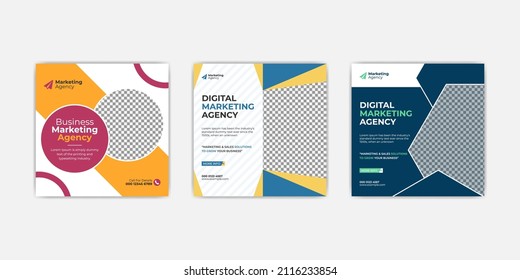 Digital business marketing social media frame post template for corporate business. Suitable for social media post, quotes and web internet ads
