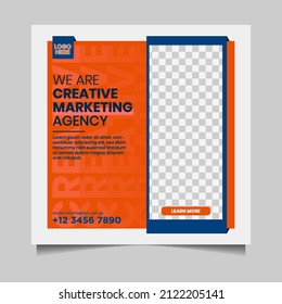 Digital Business Marketing Social Media Banner, Post Template for Digital Marketing. Square post. with Editable web Banner, Digital Marketing Agency. Suitable for social media post and web internet ad