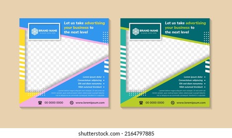 Digital business marketing social media banner and minimalist square flyer poster. promotional mockup photo vector frame and fully editable vector web banner template