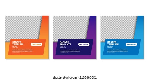 Digital business marketing social media post and web banner. Set of editable square banner template. Vector illustration