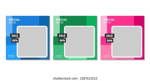 Digital business marketing social media post and web banner. Set of editable square banner templates for promotion