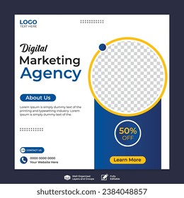 Digital business marketing social media post. Set of editable square banner template