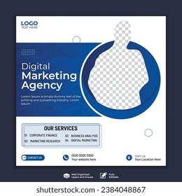 Digital business marketing social media post. Set of editable square banner template