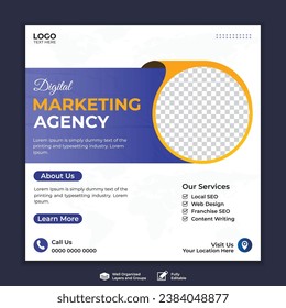Digital business marketing social media post. Set of editable square banner template