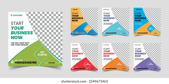 Digital Business Marketing Social Media Post, Square Web Banner Layouts. Business Advertising Social Media Post Templates. Explore the World ads Template Square poster flyer bundle design.