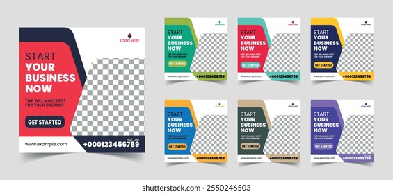 Digital Business Marketing Social Media Post, Square Web Banner Layouts. Business Advertising Social Media Post Templates. Explore the World ads Template Square poster flyer bundle design.