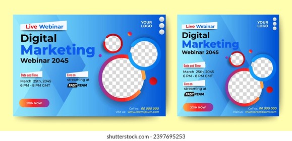 Digital Business Marketing webinar invitation banner template design. Business webinar banner invitation. vector