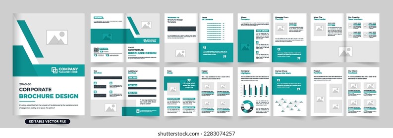 Vector de plantillas de portafolio de negocios digitales para una propuesta de negocio. Diseño corporativo de revistas y folletos con marcadores de posición. Perfil moderno de la empresa y portadillo de la plantilla de folleto general vector.