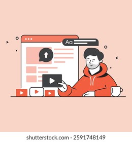 Digital Business Presentation Asset Character Vector Editable Orange Color
