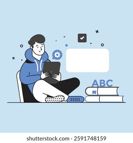 Digital Business Presentation Asset Character Vector Editable Blue Color