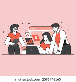 Digital Business Presentation Asset Character Vector Editable Dark Orange Color