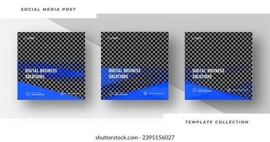 Digital business solutions Online Webinar Social Media Post Set , Corporate Business Promotion Banner, Square Flyer Design Template