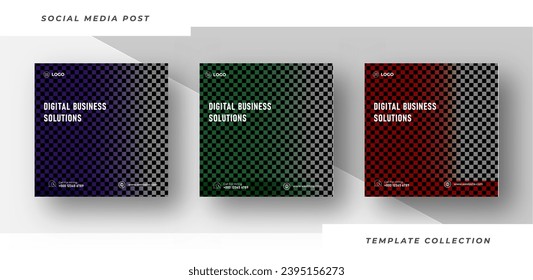 Digital business solutions Online Webinar Social Media Post Set , Corporate Business Promotion Banner, Square Flyer Design Template