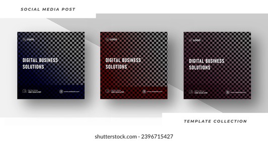 Digital business solutions Online Webinar Social Media Post Set , Corporate Business Promotion Banner, Square Flyer Design Template
