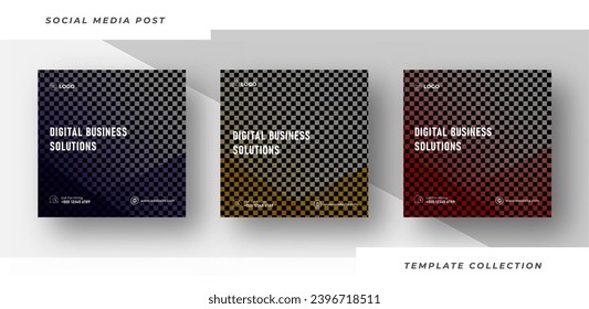 Digital business solutions Online Webinar Social Media Post Set , Corporate Business Promotion Banner, Square Flyer Design Template