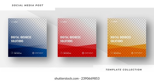 Webinar Set de soluciones de negocios digitales, Promoción de empresas Social Media Conference Web Banner, Square Flyer Design Template