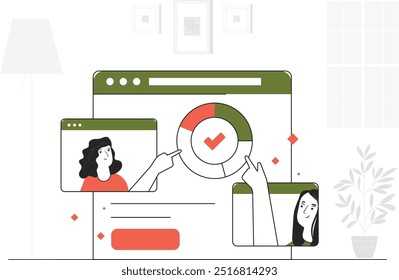 Digital Business Teamwork Workflow Concept - Flache Vektorgrafik