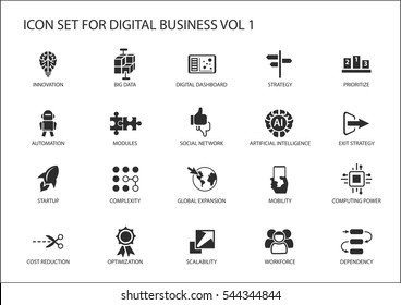 Digital Business Vector Icon Set