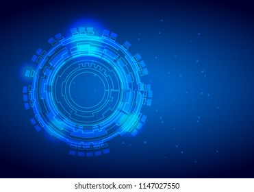 digital business , vector tech circle and technology background