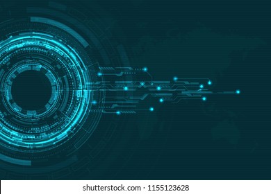 digital business , vector tech circle and technology background