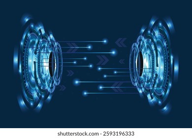 Digital Business, vector tech circle and technology background
