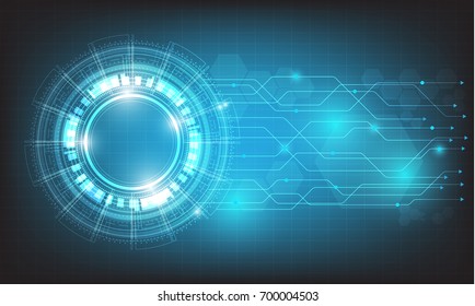 digital business , vector tech circle and technology background